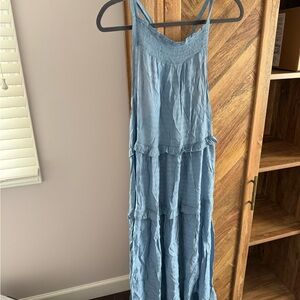 Cupshe Dusty Blue Tiered Maxi Dress